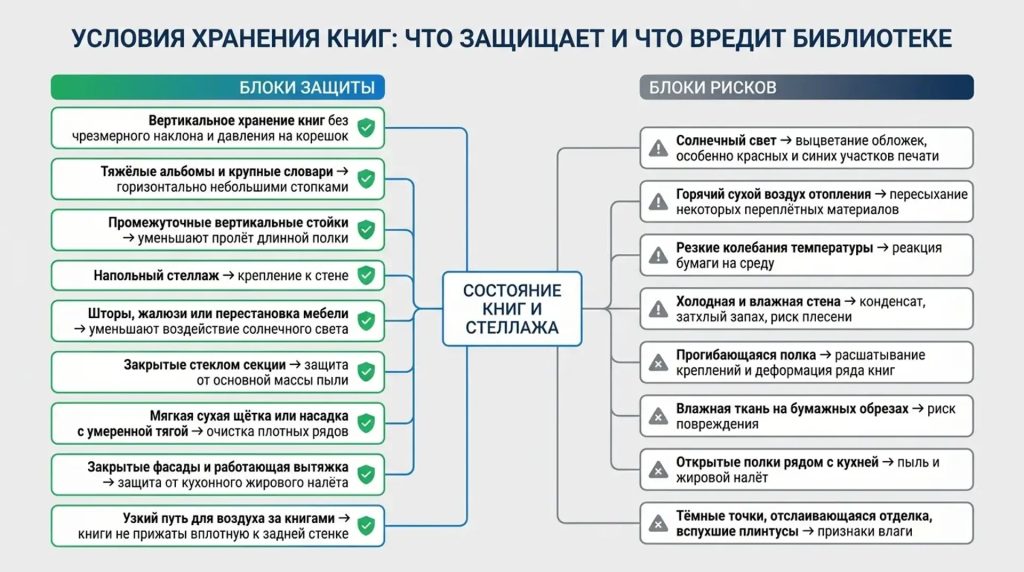 Условия хранения книг: что защищает и что вредит библиотеки